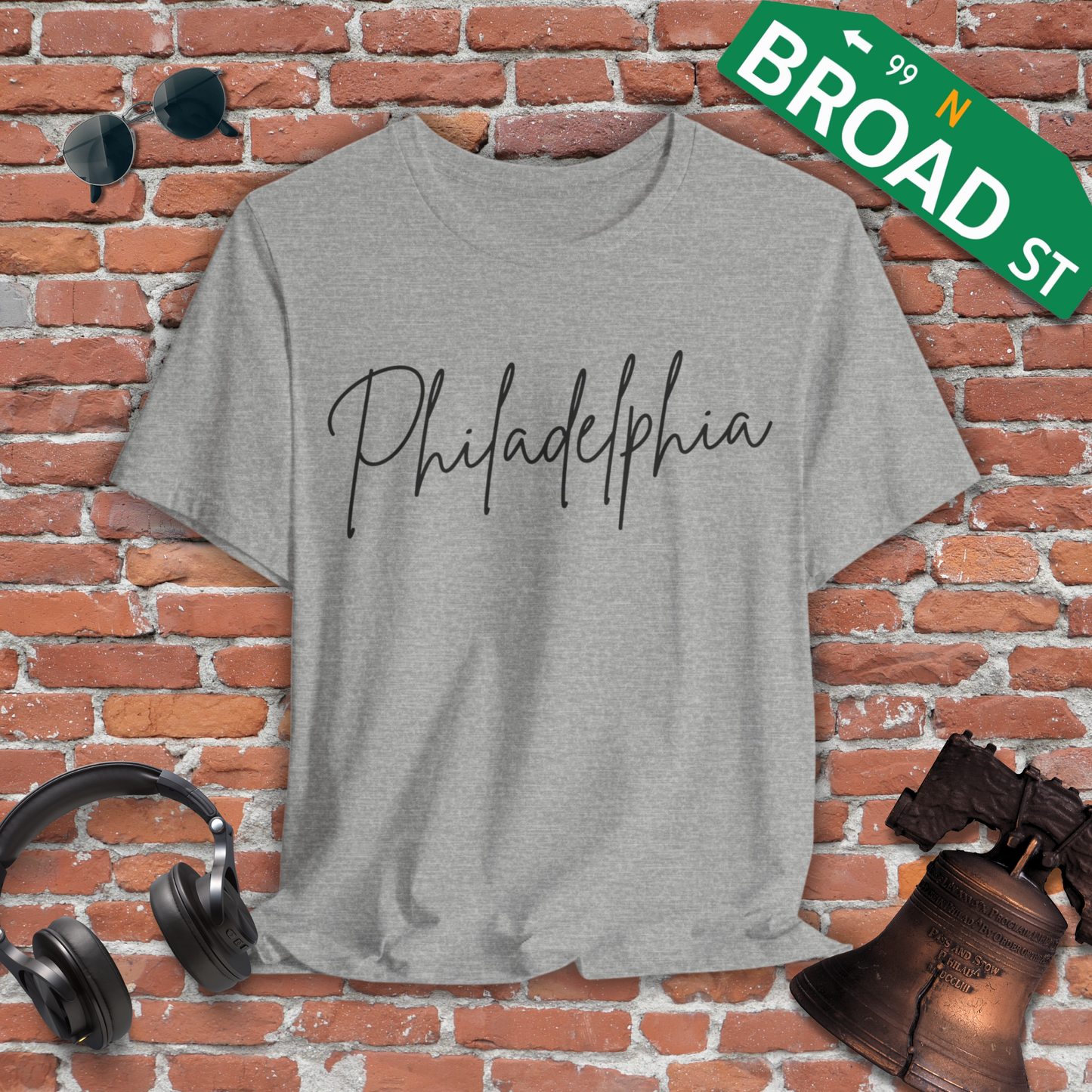 Philadelphia Script - Black Tee