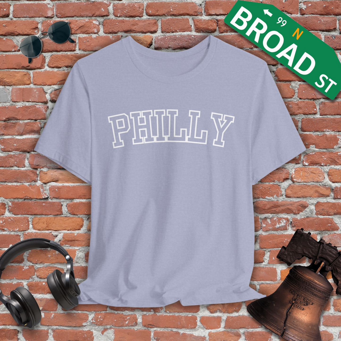 Hollow Philly - White Curved Heather Tee