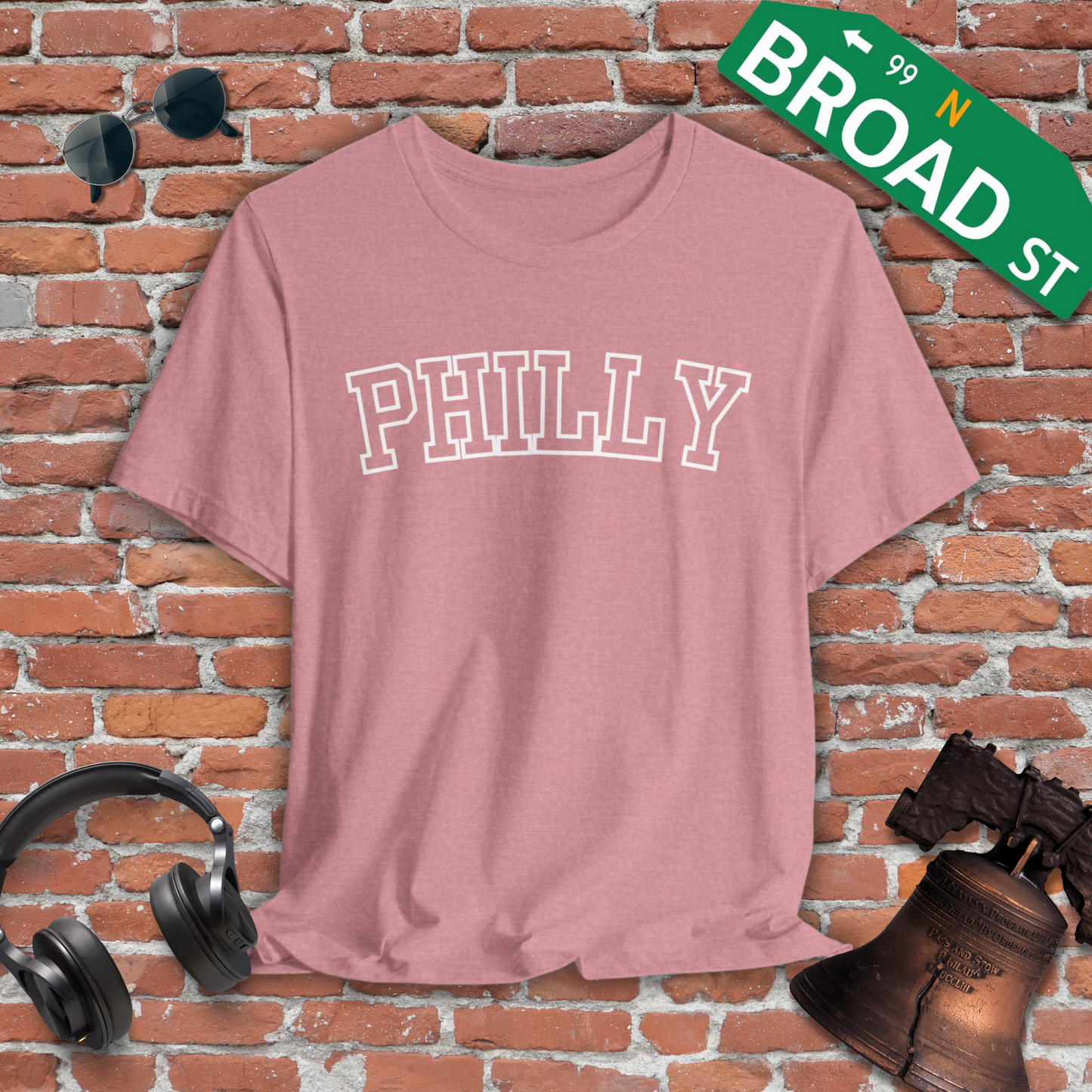 Hollow Philly - White Curved Heather Tee