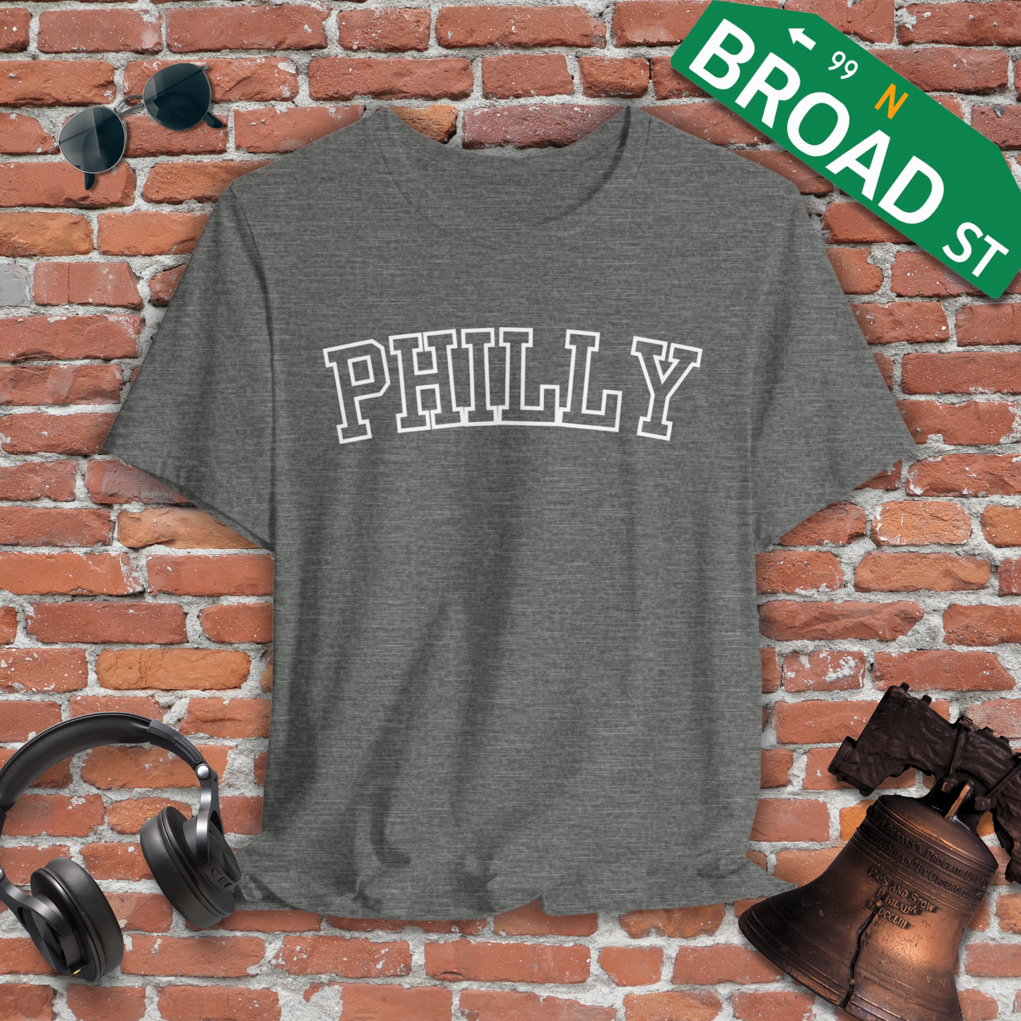 Hollow Philly - White Curved Heather Tee