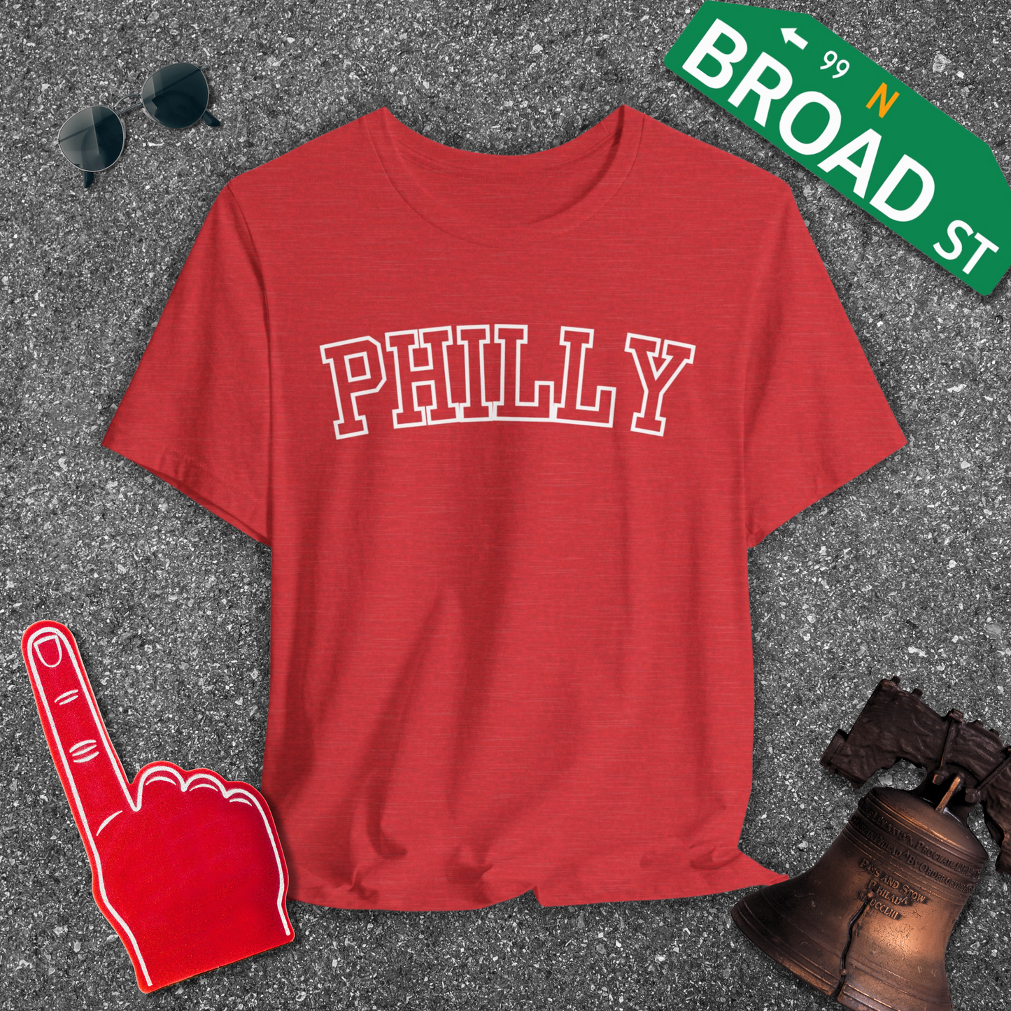 Hollow Philly - White Curved Heather Tee