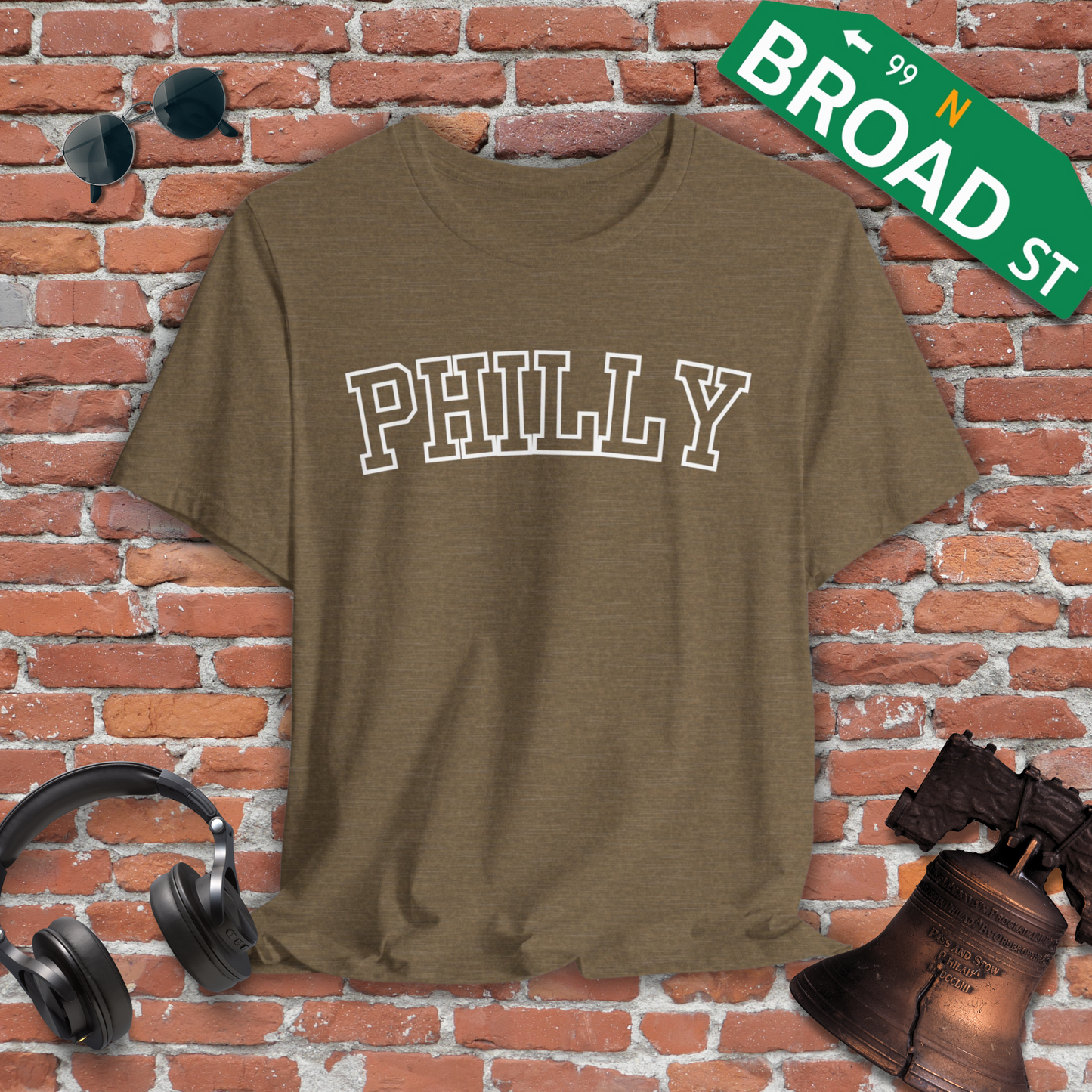 Hollow Philly - White Curved Heather Tee