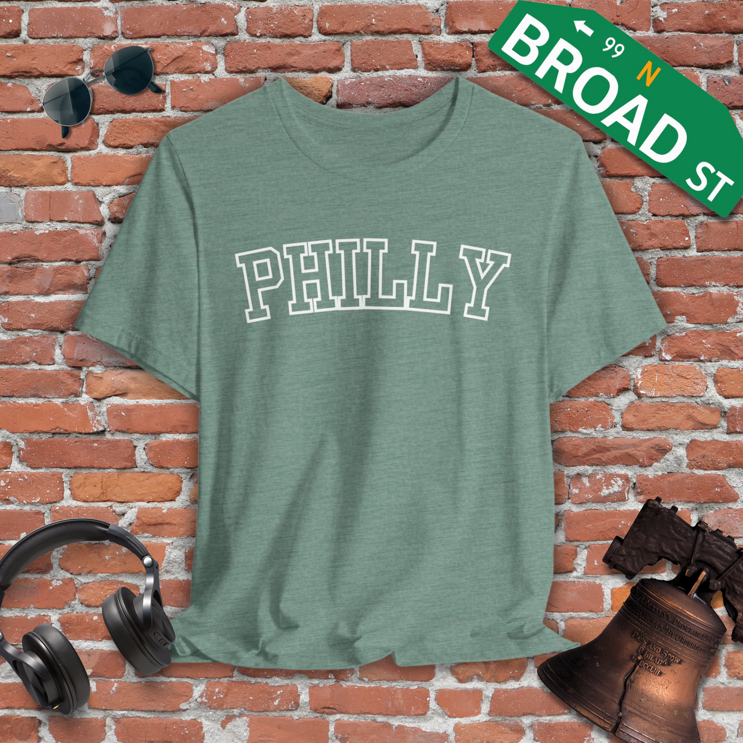 Hollow Philly - White Curved Heather Tee