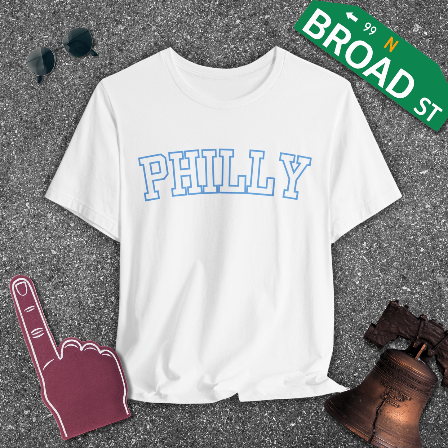 Hollow Philly - Baby Blue Curved Tee