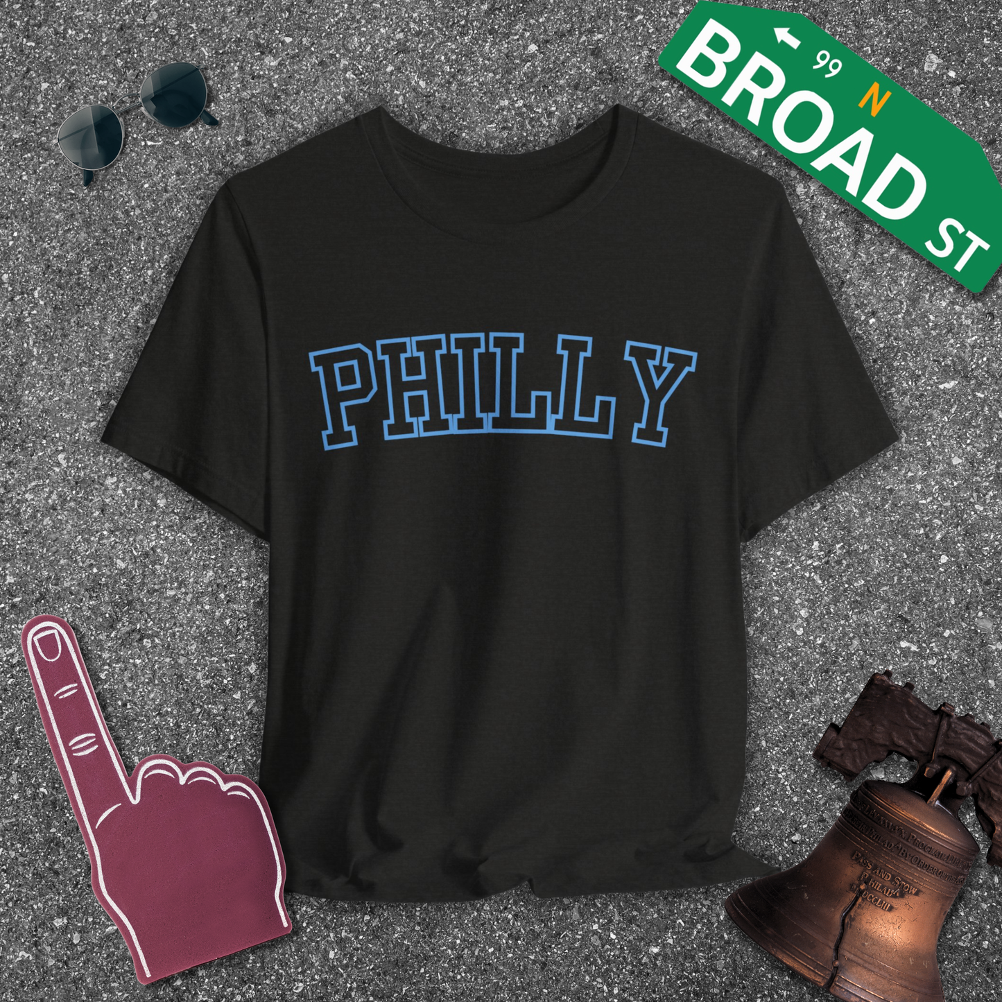 Hollow Philly - Baby Blue Curved Tee