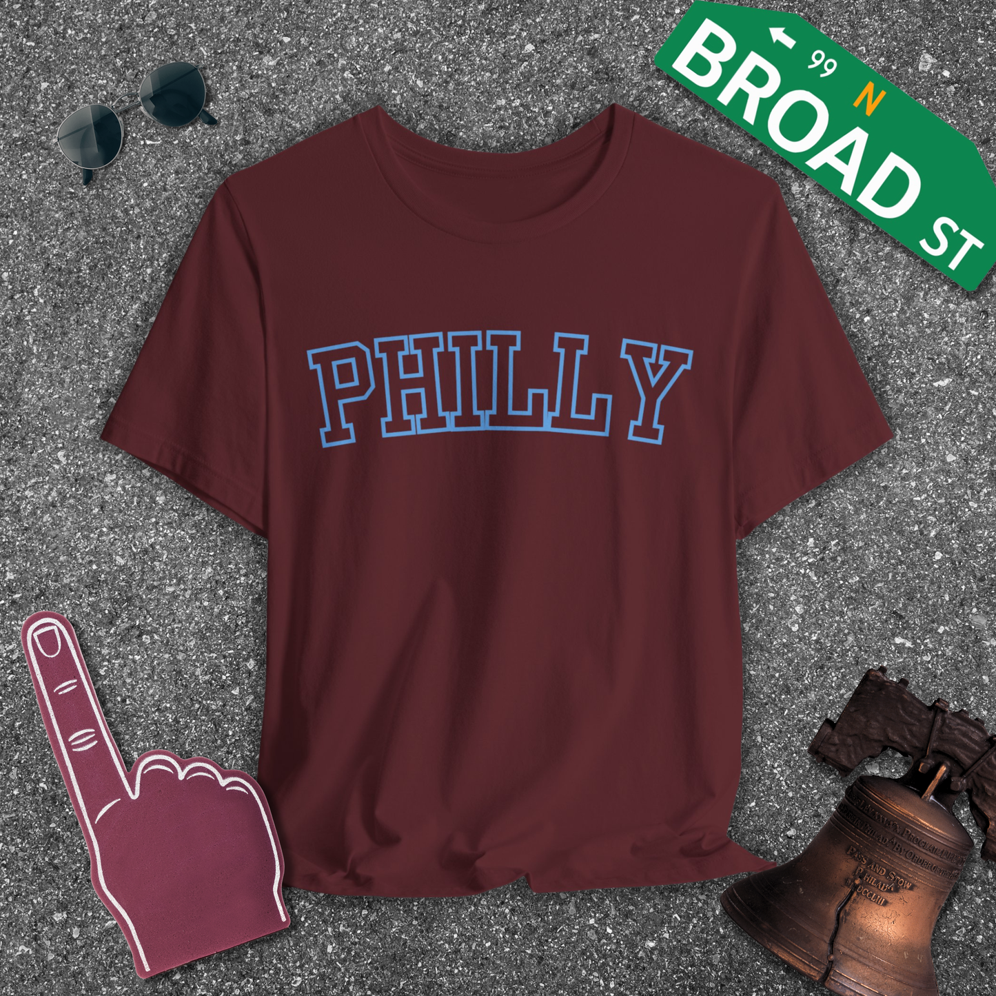 Hollow Philly - Baby Blue Curved Tee