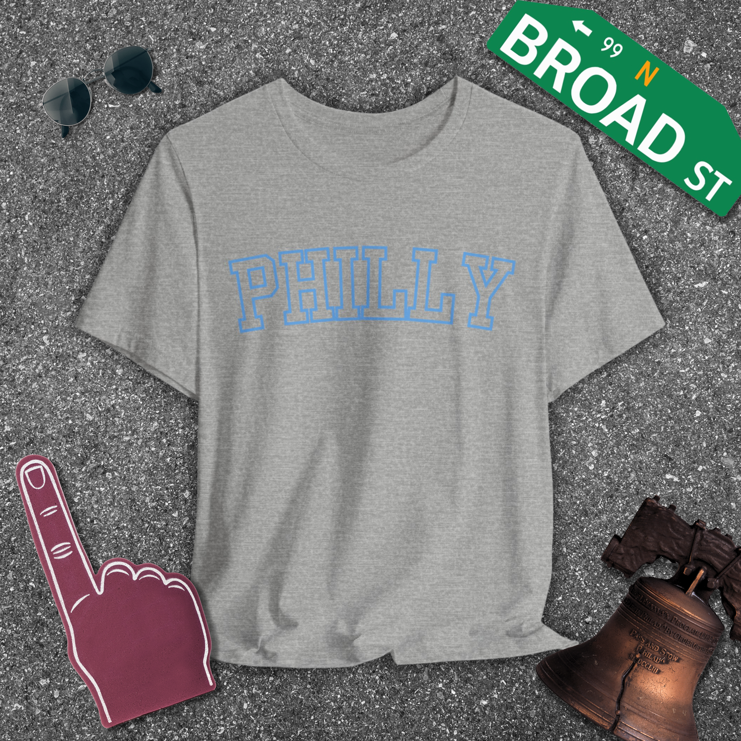 Hollow Philly - Baby Blue Curved Tee