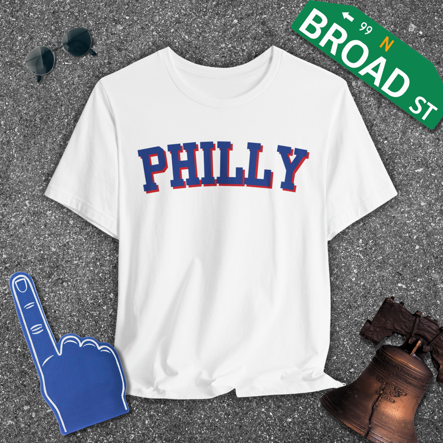 Classic Philly - Blue & Red Curved Tee