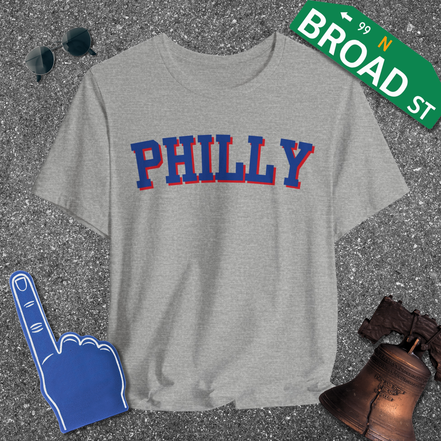 Classic Philly - Blue & Red Curved Tee