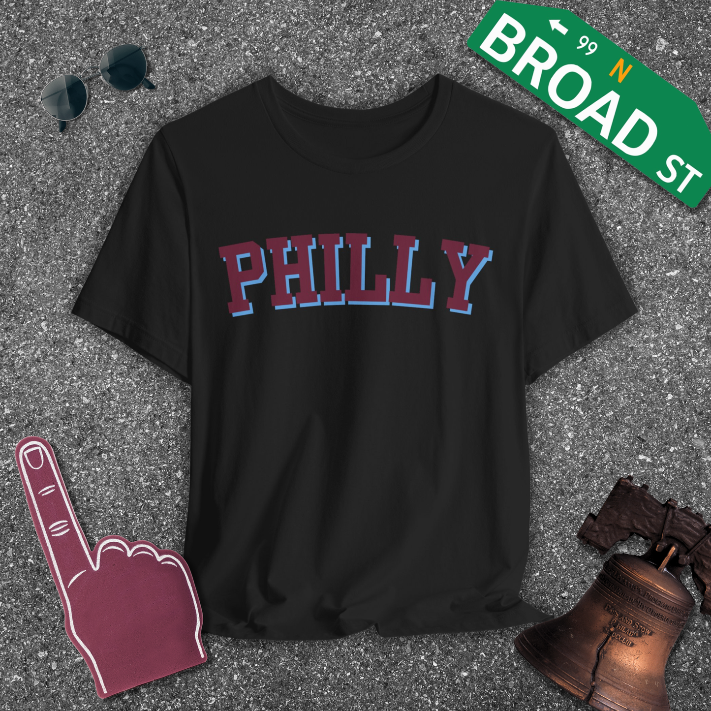 Classic Philly - Maroon & Baby Blue Curved Tee
