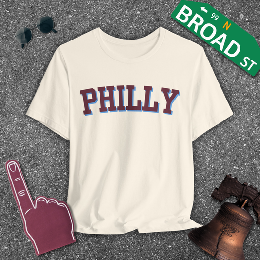 Classic Philly - Maroon & Baby Blue Curved Tee