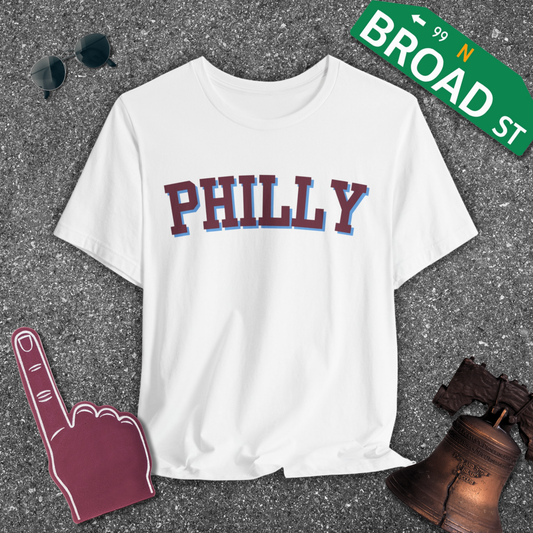 Classic Philly - Maroon & Baby Blue Curved Tee