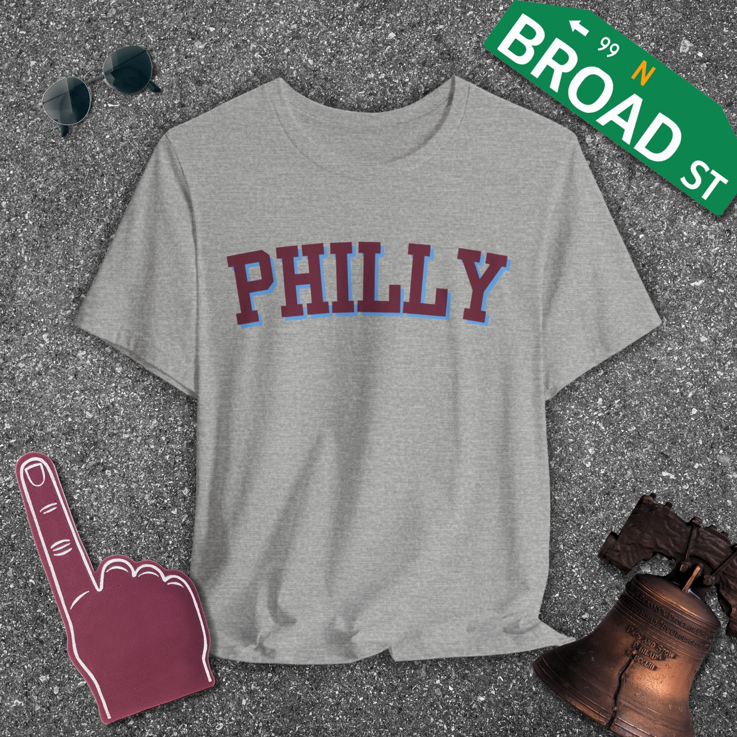 Classic Philly - Maroon & Baby Blue Curved Tee