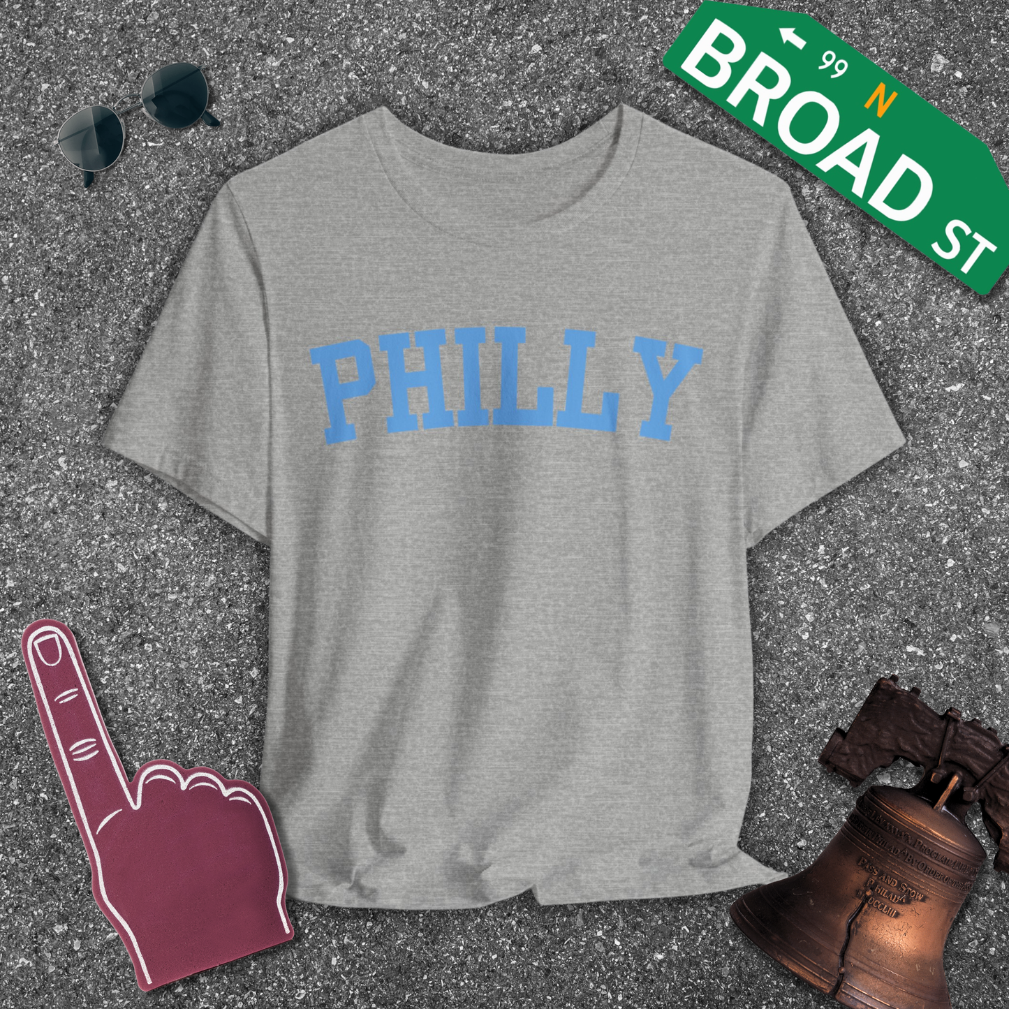 Classic Philly - Baby Blue Curved Tee