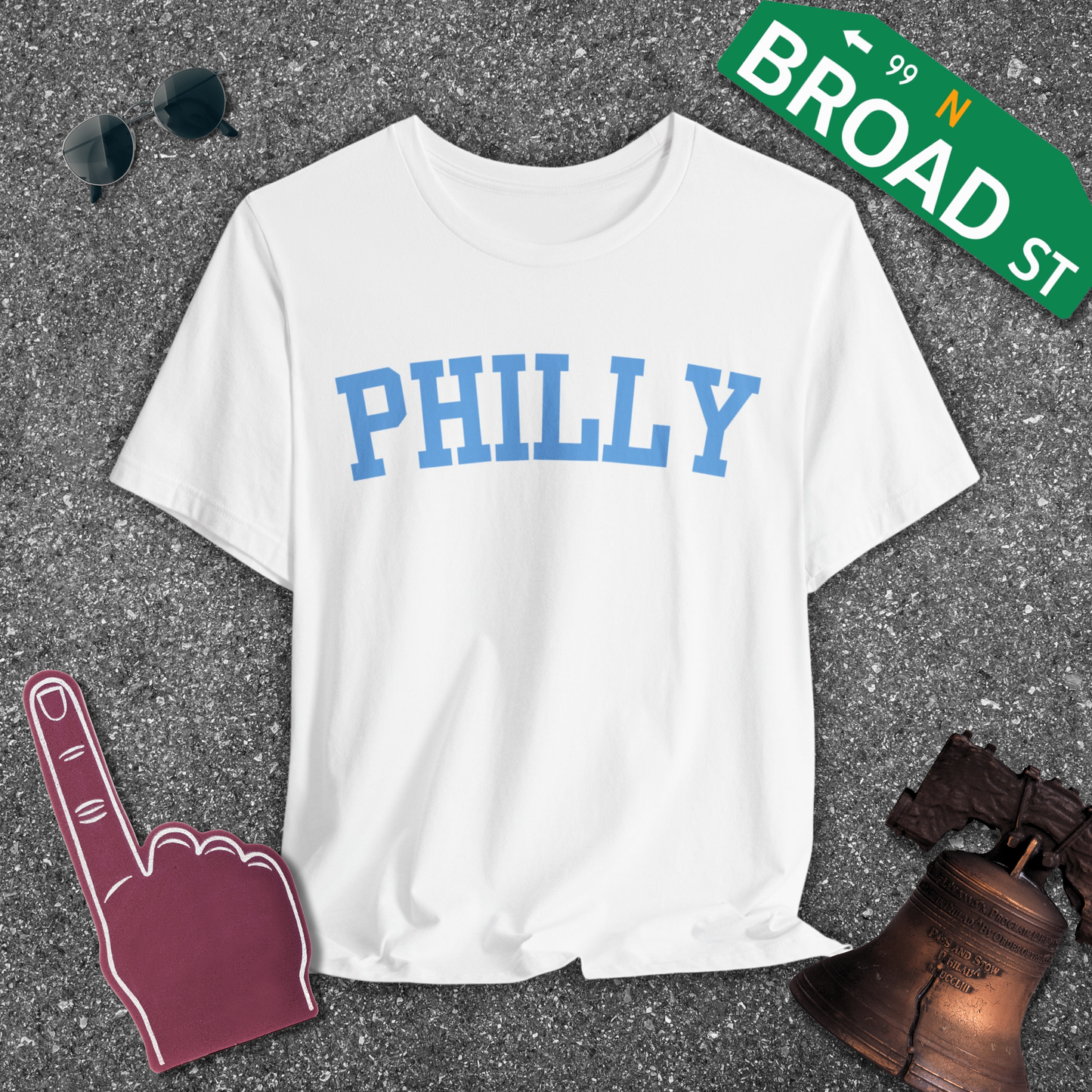 Classic Philly - Baby Blue Curved Tee