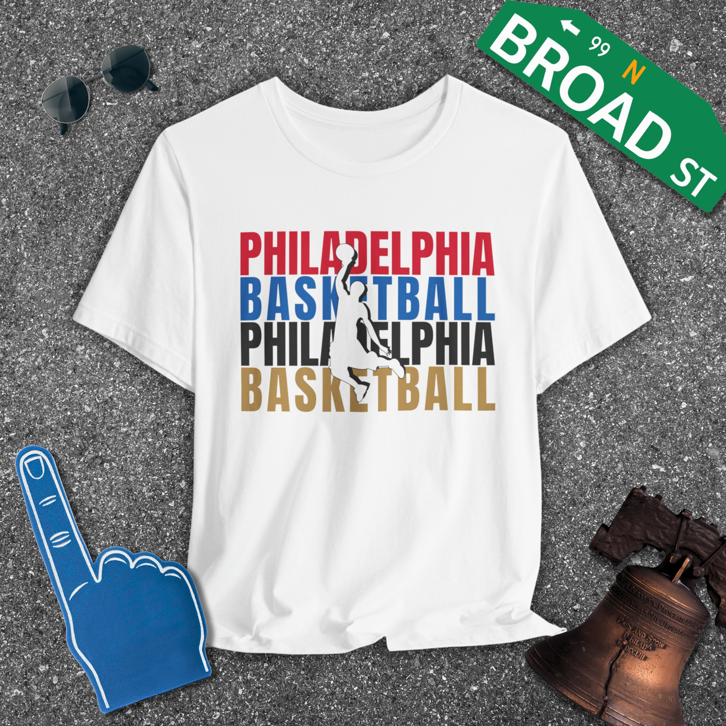 Philadelphia Basketball Cutout - All Colors Tee