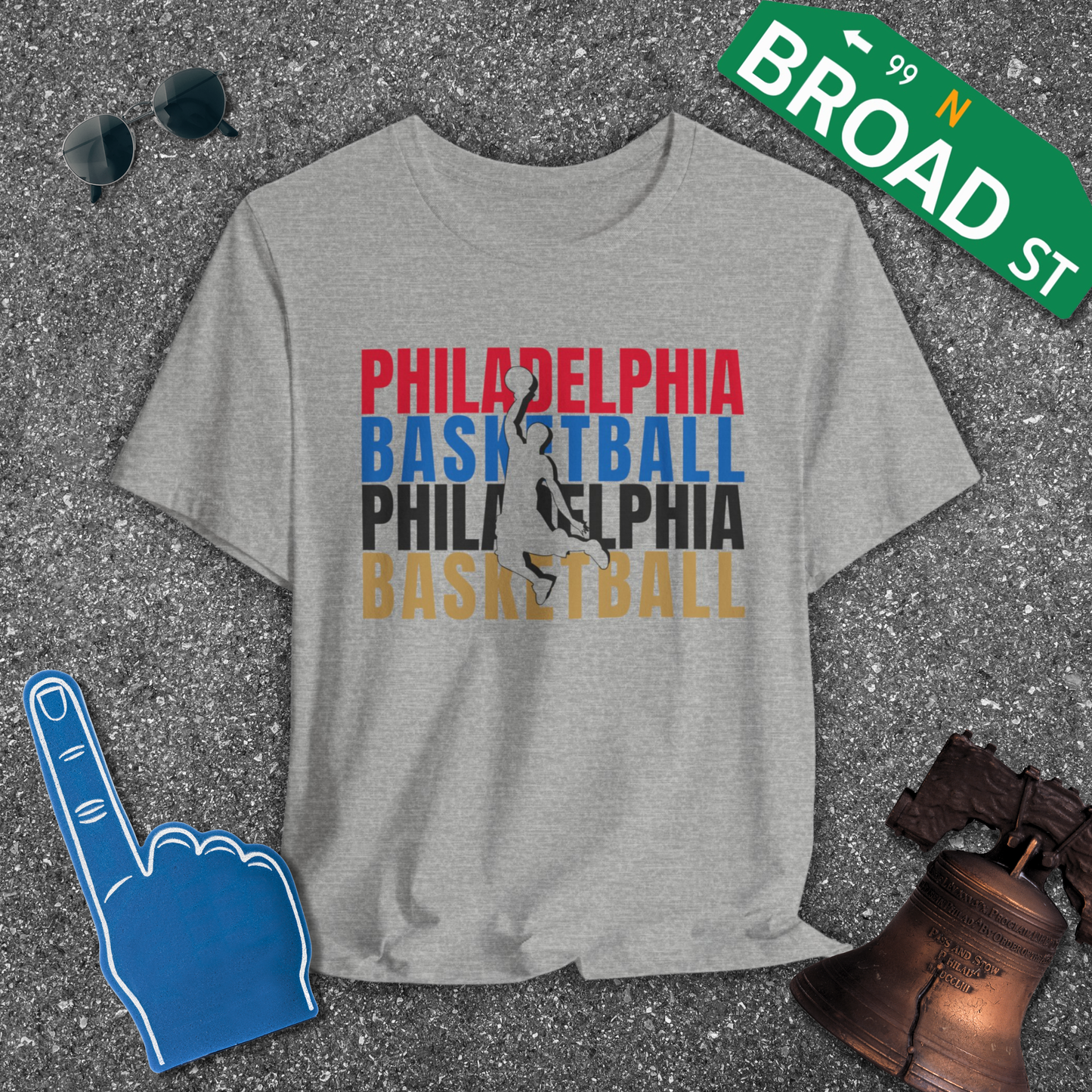 Philadelphia Basketball Cutout - All Colors Tee