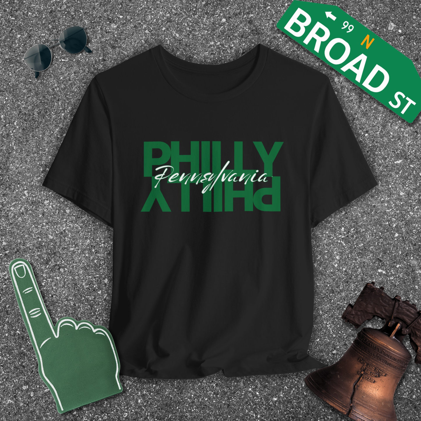 Mirrored Philly - Light Green Tee