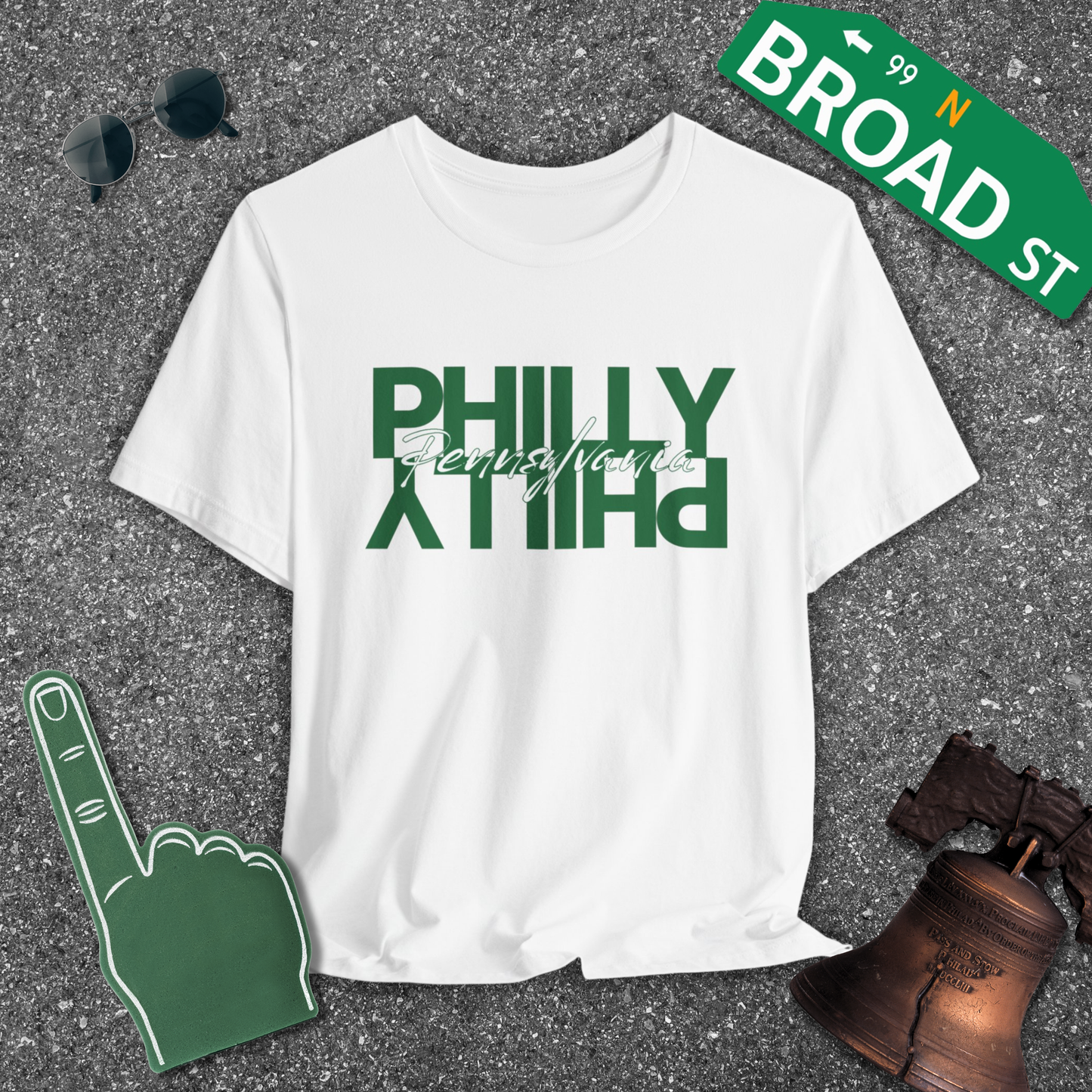 Mirrored Philly - Light Green Tee