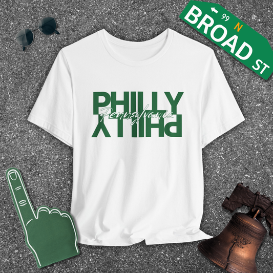 Mirrored Philly - Light Green Tee
