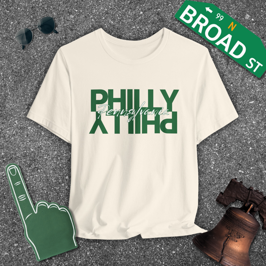 Mirrored Philly - Light Green Tee