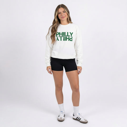 Mirrored Philly - Light Green Crewneck