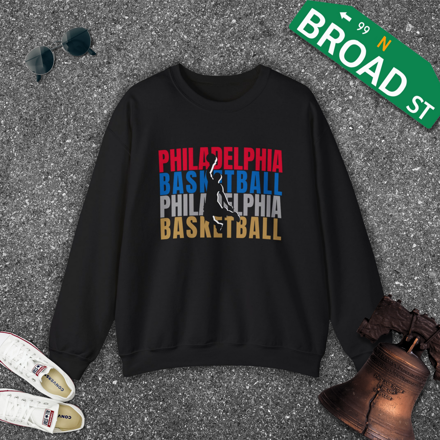 Philadelphia Basketball Cutout - All Colors Crewneck