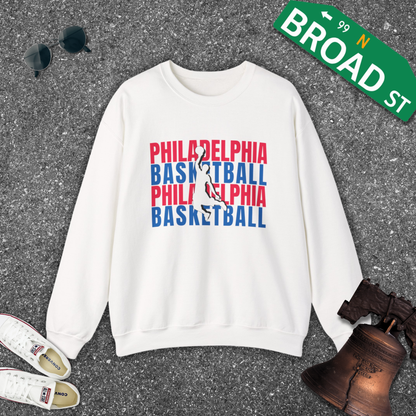 Philadelphia Basketball Cutout - Blue & Red Crewneck