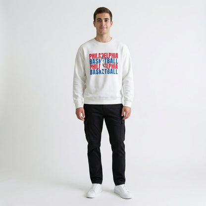 Philadelphia Basketball Cutout - Blue & Red Crewneck