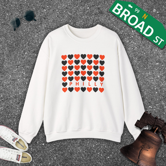 Philly Hearts - Orange & Black Crewneck