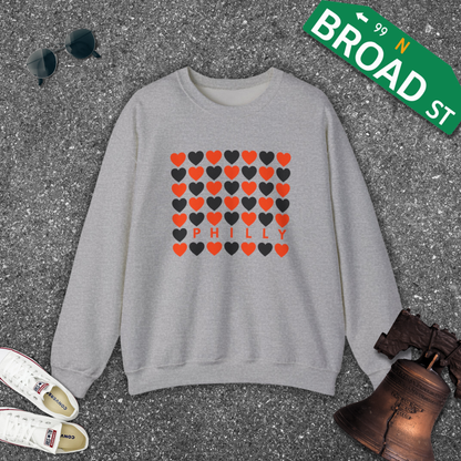 Philly Hearts - Orange & Black Crewneck