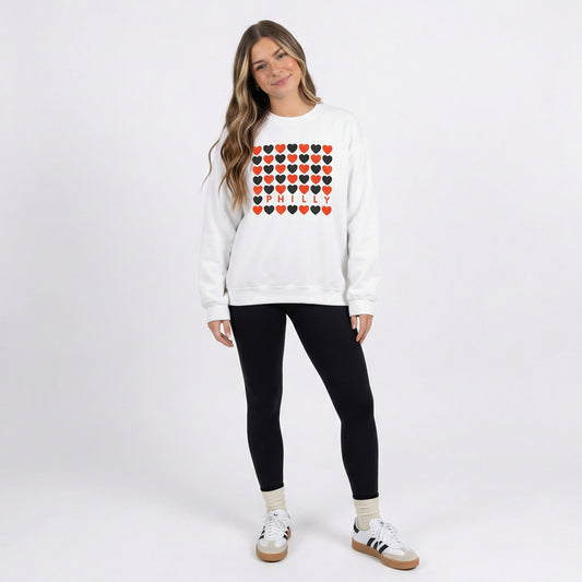 Philly Hearts - Orange & Black Crewneck