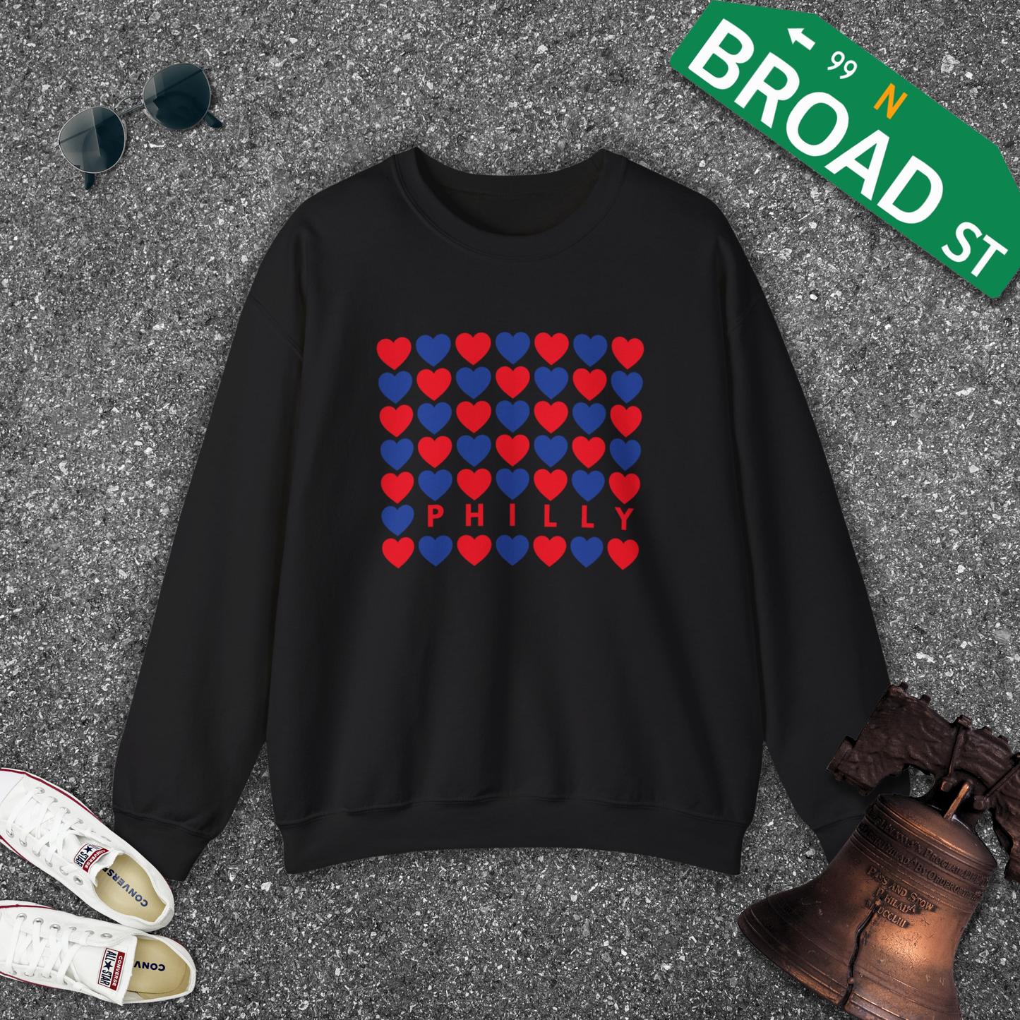 Philly Hearts - Red & Blue Crewneck