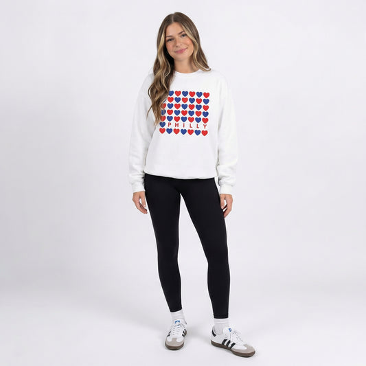 Philly Hearts - Red & Blue Crewneck