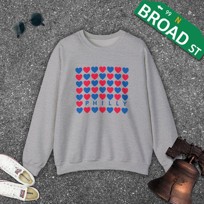 Philly Hearts - Blue & Red Crewneck
