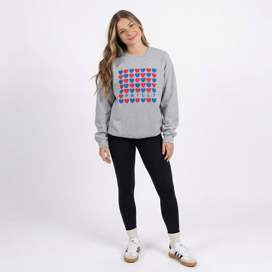 Philly Hearts - Blue & Red Crewneck