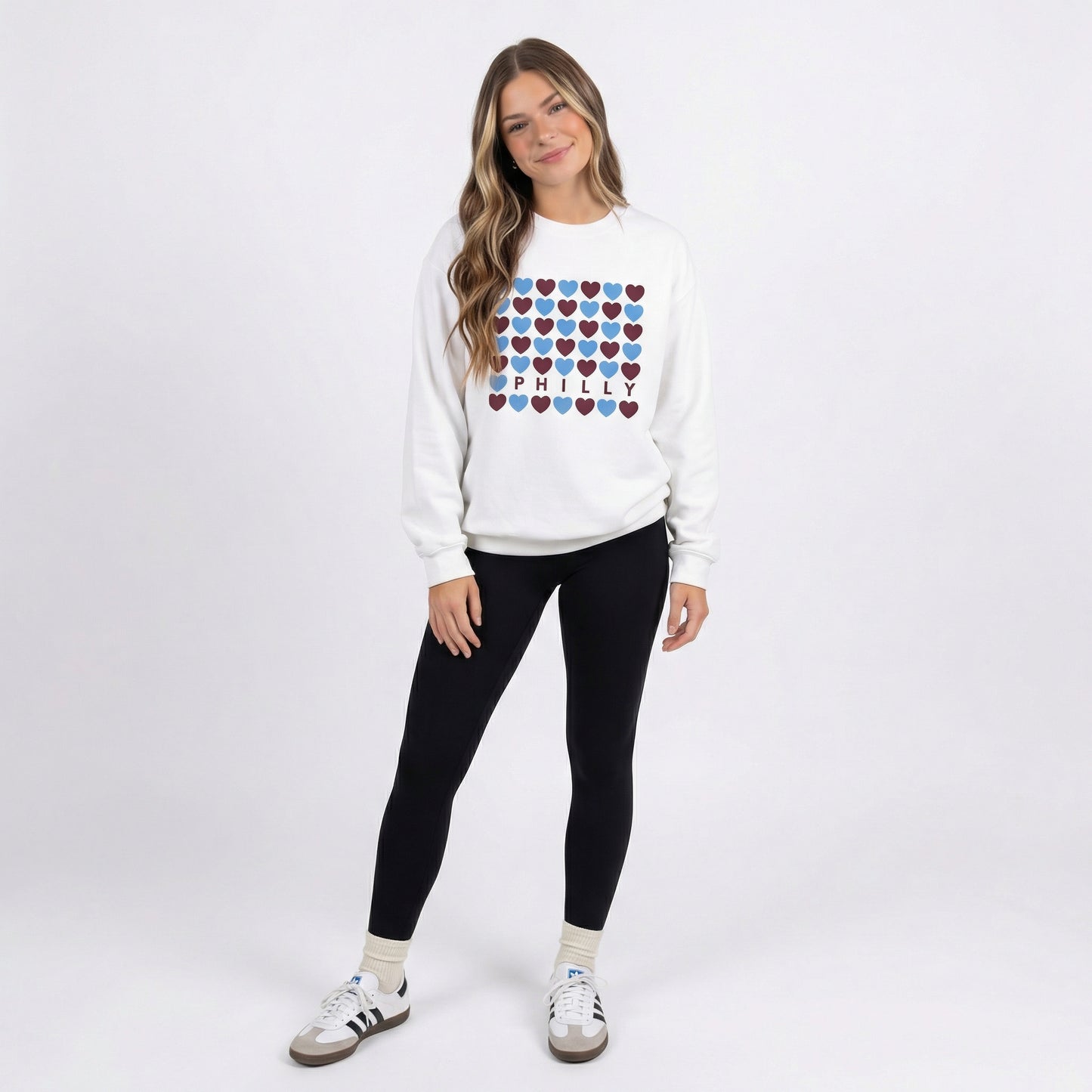 Philly Hearts - Maroon & Light Blue Crewneck