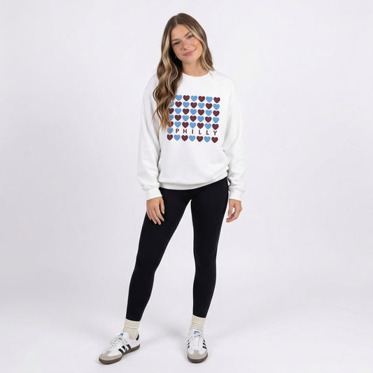 Philly Hearts - Maroon & Light Blue Crewneck