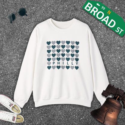 Philly Hearts - Dark Green & Gray Crewneck