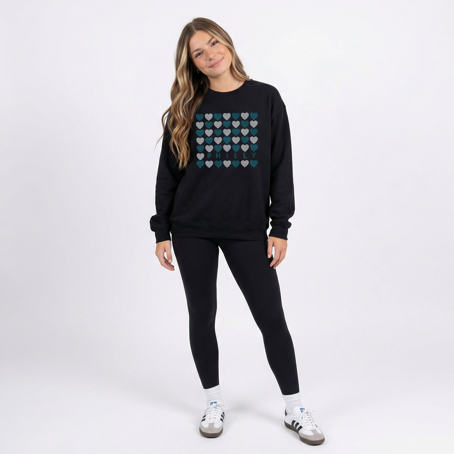 Philly Hearts - Dark Green & Gray Crewneck