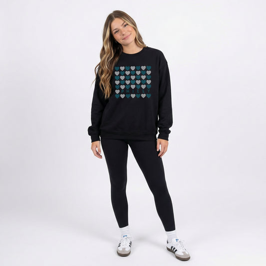 Philly Hearts - Dark Green & Gray Crewneck