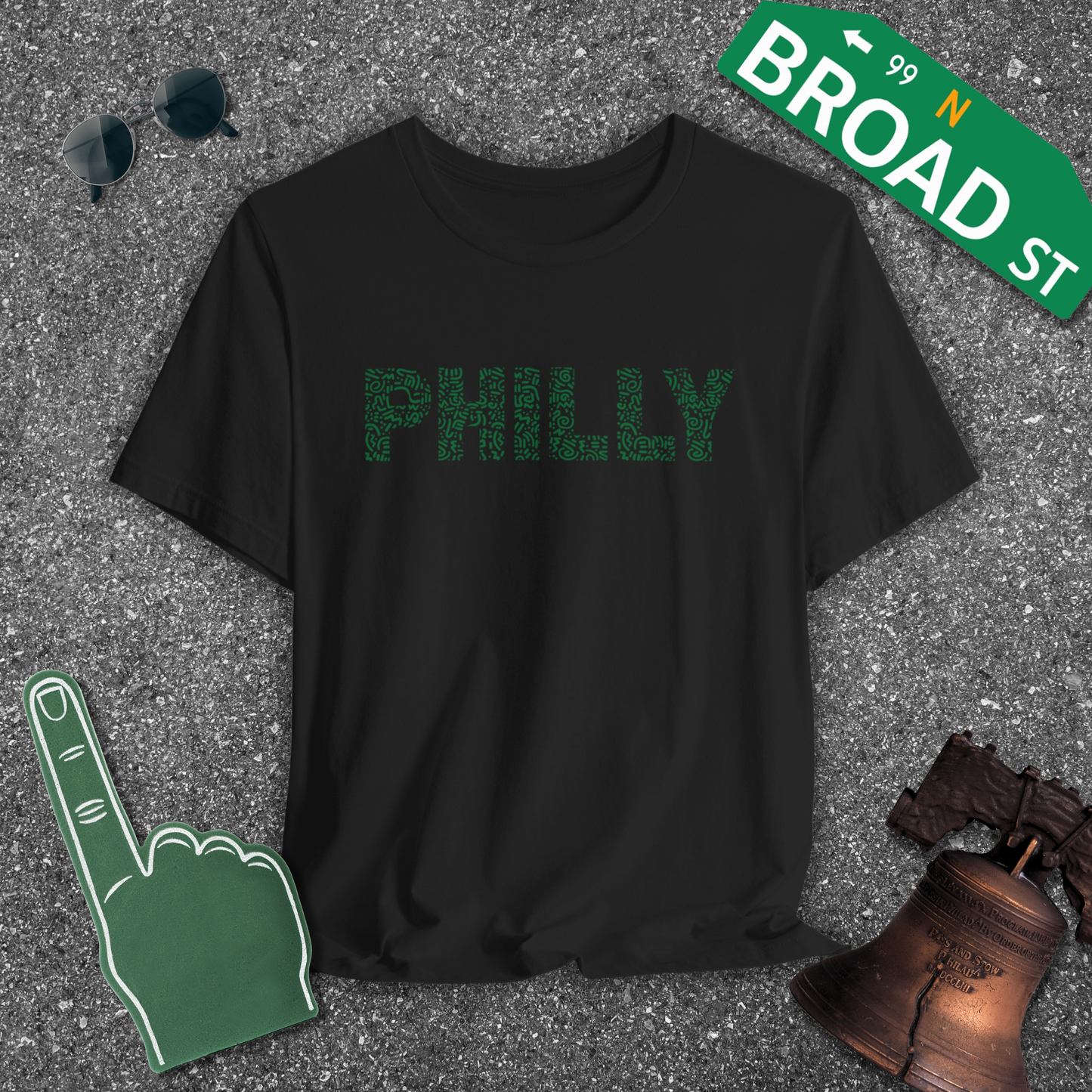 Squiggle Philly - Light Green Tee