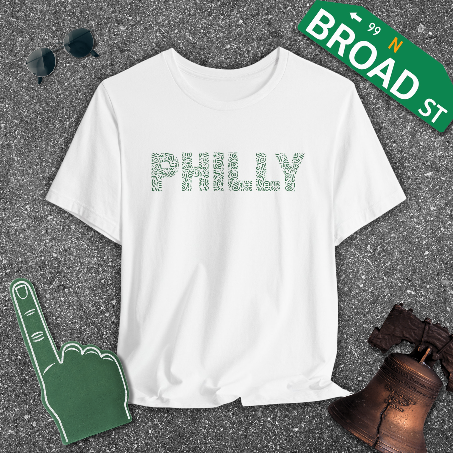 Squiggle Philly - Light Green Tee