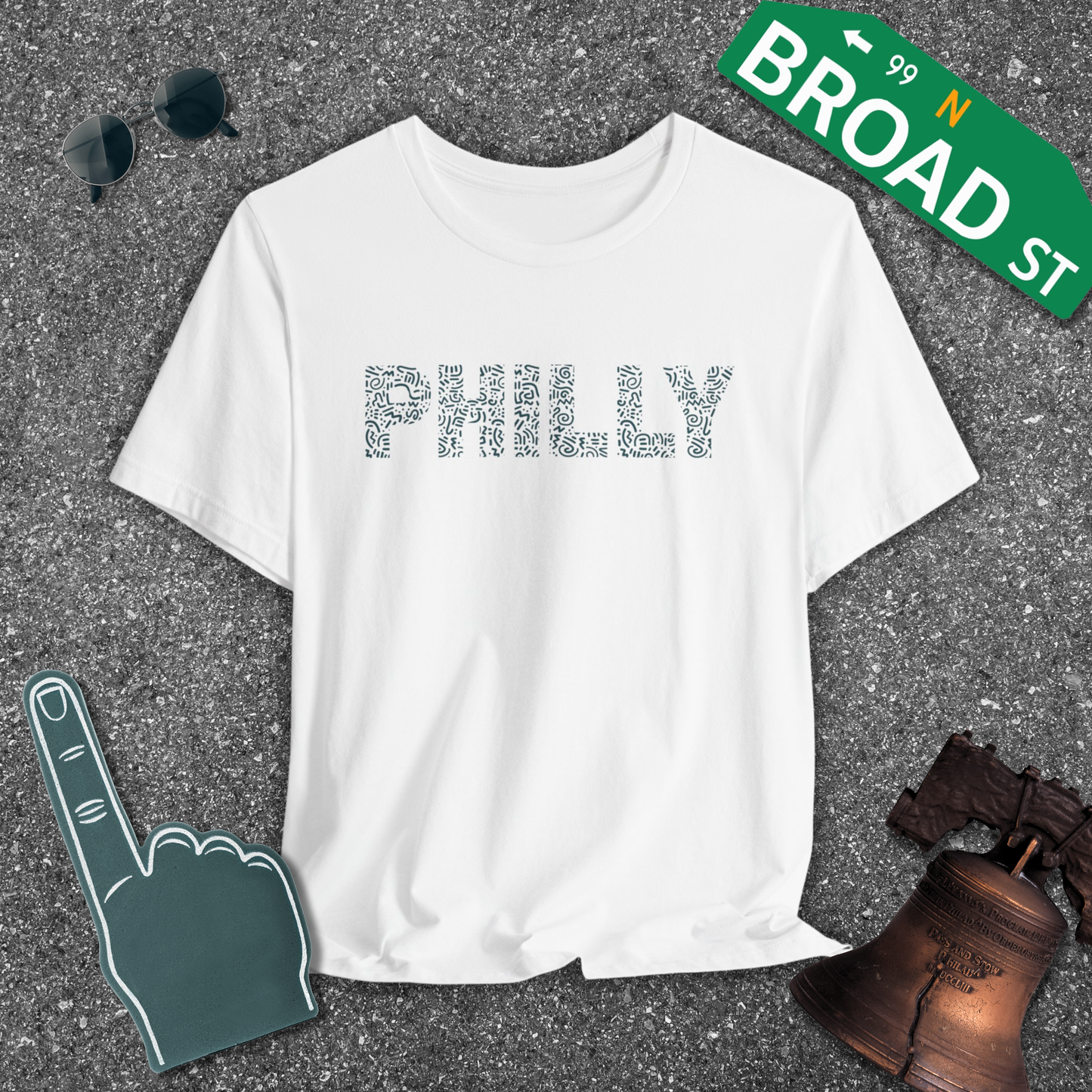 Squiggle Philly - Dark Green Tee