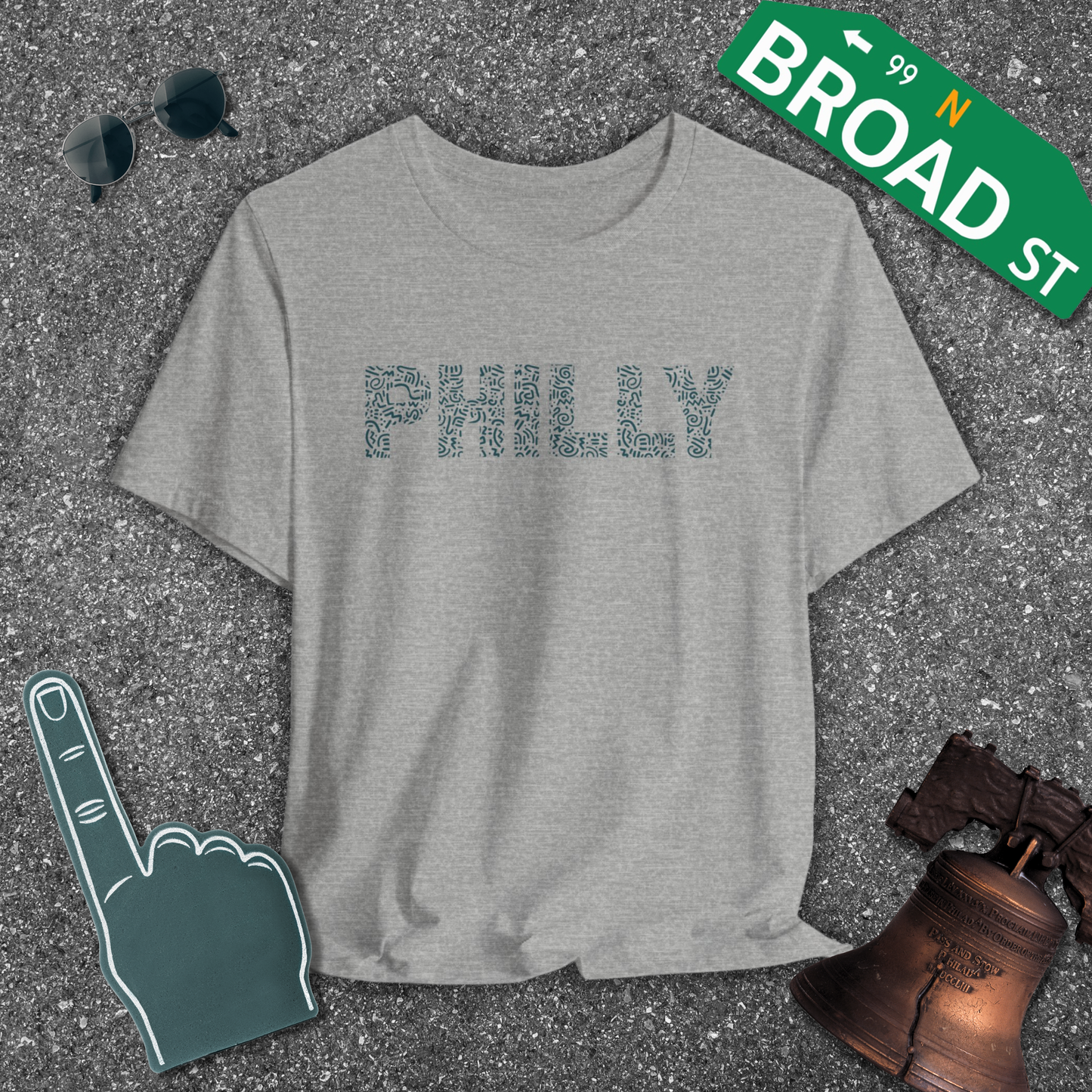 Squiggle Philly - Dark Green Tee