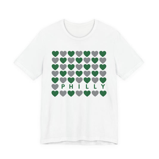 Philly Hearts - Light Green & Gray Tee